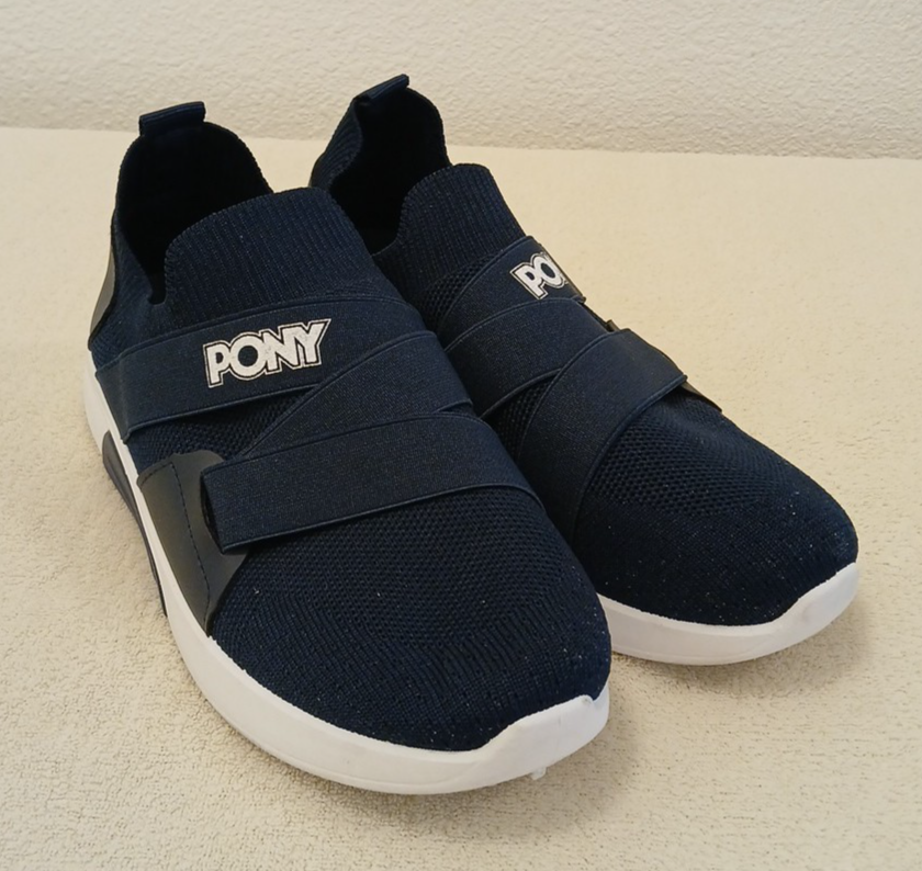 Scarpe pony donna sneakers incrociate blu navy comode basse maglia tg 6 5