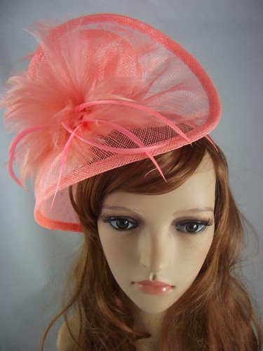 Coral Pink Sinamay \u0026 Feathers Twist 