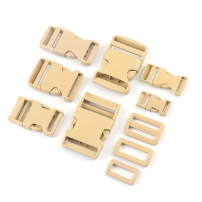 Beige Plastic Side Release Buckles Clips For Webbing Strap Squeeze Fasteners