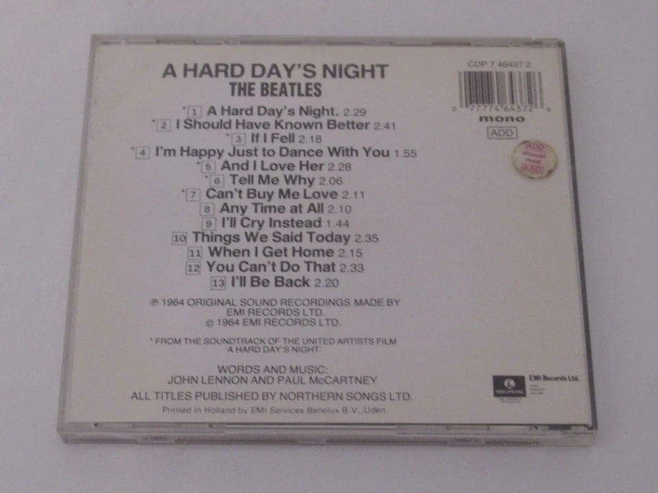 The Beatles – A Hard Day's Night / Capitol Records – CDP 7 46437 2 CD ALBUM  - Bild 3 von 3
