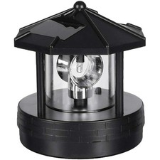 Solar Lighthouse LED Beacon Rotating Garden Lights Outdoor Tower Decorative Lamp