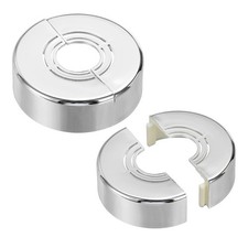 2Pcs 0.8" Thicken Wall Split Flange Escutcheon Plate Cover 0.8/1/1.3 inch Silver