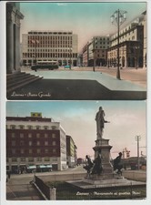 2 VECCHIE CARTOLINE DI LIVORNO - IN B/N ACQUARELLATE - FORMATO GRANDE - ANNI '50
