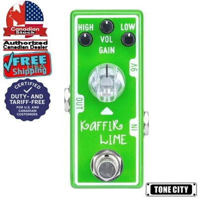 Tone City Kaffir Lime Distortion Overdrive Guitar Effect Pedal Canadian Stock