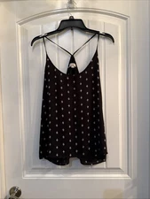 Loft spaghetti strap Blouse Black White Pattern Large