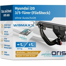 ANHÄNGERKUPPLUNG für Hyundai i20 09-12 abnehmbar ORIS +13pol E-Satz ABE