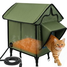 Heated Cat House for Outside, Winter Insulated Cats House with Heated Pad, Wa...