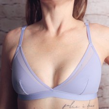 Auden Unlined Plunge Comfy Stretch Pullover Bralette Small Light Purple