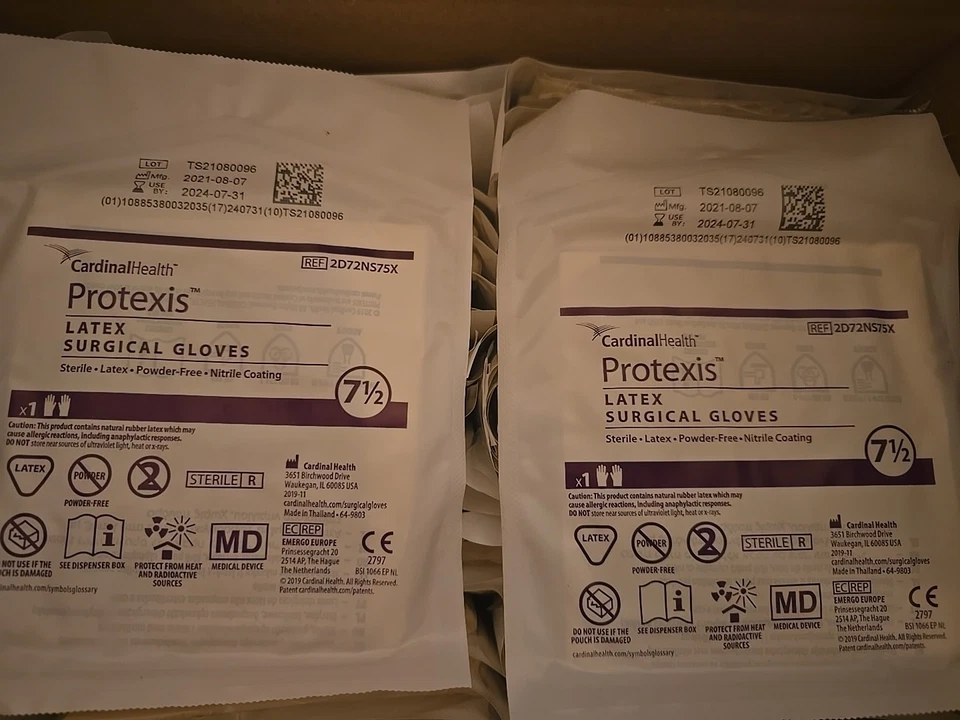 Cardinal Health PROTEXIS Latex Surgical Gloves 7.5 44Pairs EXPIRED 07/31/2024 - Image 2 of 2