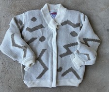 Vintage 80s Cherry Stix Ltd Knit Cardigan Full Zip Sweater Geometric Oversized
