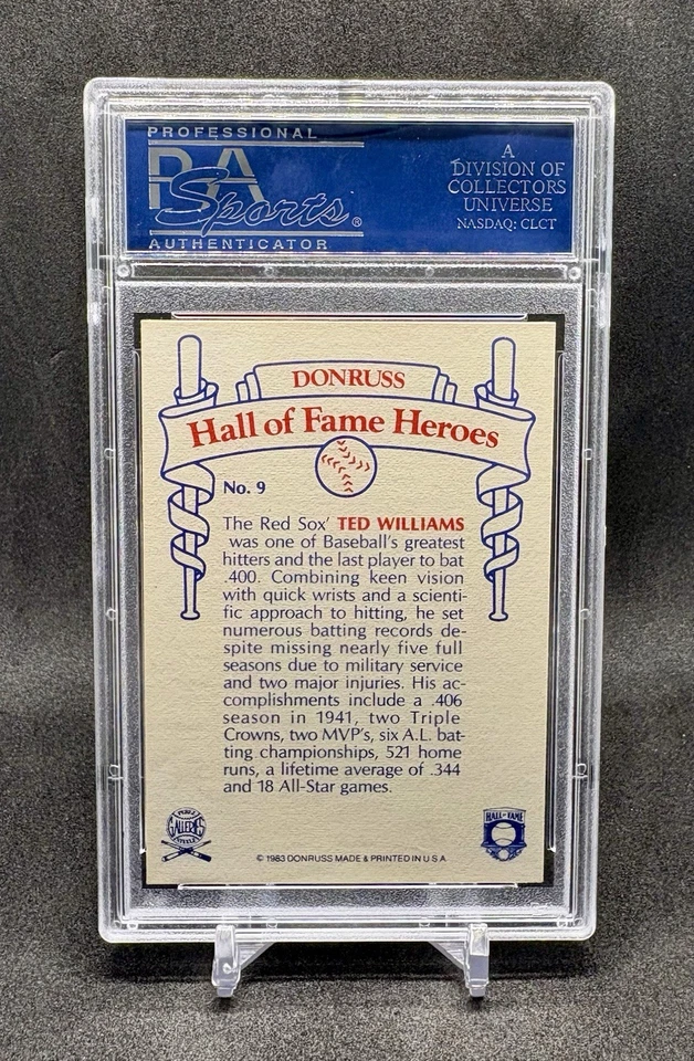 Donruss HOF Heroes #9 Ted Williams 1983 PSA/DNA auténtico firmado automático Medias Rojas Foto 3 de 3