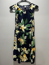 Women's Old Navy Tall Small Dark Blue/Yellow Floral Dress. Knee-Length