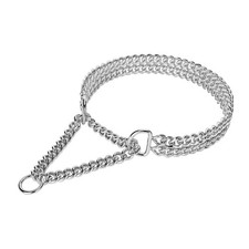 Dog Choke Martingale Collar, Silver Dog Chain Collar Stainless Steel Metal, S...