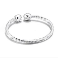 Therapeutic Magnetic Bracelets Pain Relief Lymph Detox Titanium Steel Silve