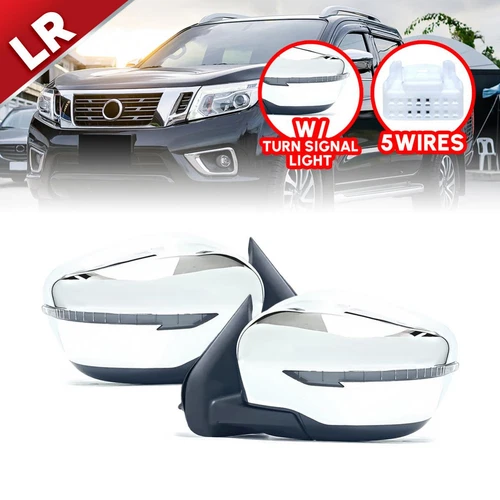 LR Side Wing Door Mirror Electric 5 Wires Chrome For Nissan Navara D23 2015-2019