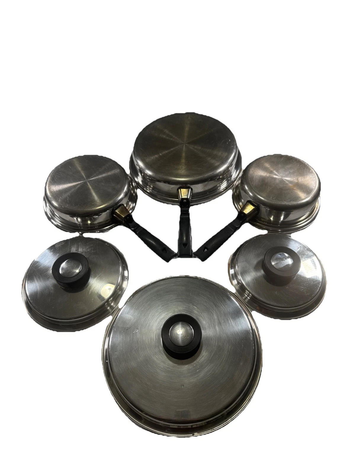 Set/3 Vintage QUEEN Choice Saucepans with Lids/11” & 8 “ Stainless Steel