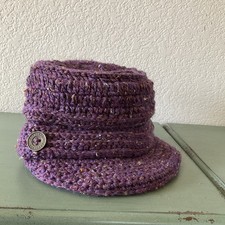 Screamer Winter Ski Hat Purple Knit Light Pattern Fleece Outdoor Cap