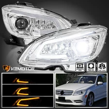 Fits 2008-2011 Mercedes Benz W204 C-Class LED Sequential Projector Headlights
