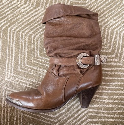 Zodiac Women's Brown Leather Western Boots Buckle Pointed Toe 6.5