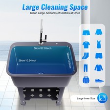 30.11" H Utility Sink Laundry Tub Freestanding with 360  Stainless Steel Faucet