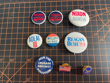 REPUBLICAN POLITICAL PINS - REAGAN BUSH NIXON AGNEW REPUBLICAN TASK FORCE