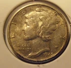 1943 S  AU Mercury Silver Dime (43SUL4)