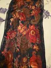 LAUREN RALPH LAUREN LRL 100 Silk Flower Floral Scarf NWOT 55L X 11.5W