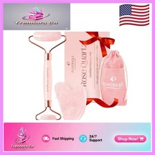 Handcrafted Rose Quartz Gua Sha Face Roller Portable Gift for Glowing Skin