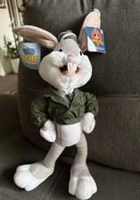 Vintage 2002 Nanco Looney Tunes Military Bugs Bunny Plush, Pre-owned with Tags