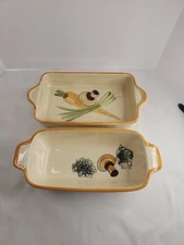 Los Angeles Potteries 13" Homestyle Set Of 2 Baking Dishes Bakeware VINTAGE 