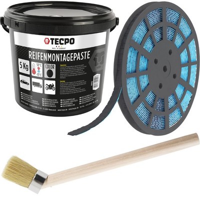TECPO REIFENMONTAGEPASTE 5KG WAX REIFENMONTAGE SET PINSEL KLEBEGEWICHTE SCHWARZ