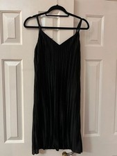 Vintage Black Satin Ribbed Knee Length Cocktail Dress