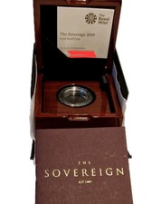 2019 Royal Mint  Sovereign Gold  Proof  Box,Coa and Screw Lid Capsule NO COIN.