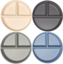 Divided Melamine Plates for - Set of 4 Dinnerware, Food , Kid Safe with Div...