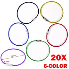 20Pcs 2mm 150mm Wire Keychain Cable Metal Luggage Tag Loops 6 Multi-color HOT