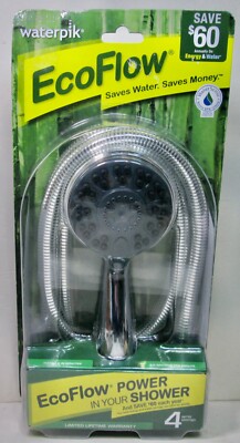 Waterpik EcoFlow Hand Held Shower Head – 4 Spray Settings, 5ft Hose, VBE-453, Brushed Nickel