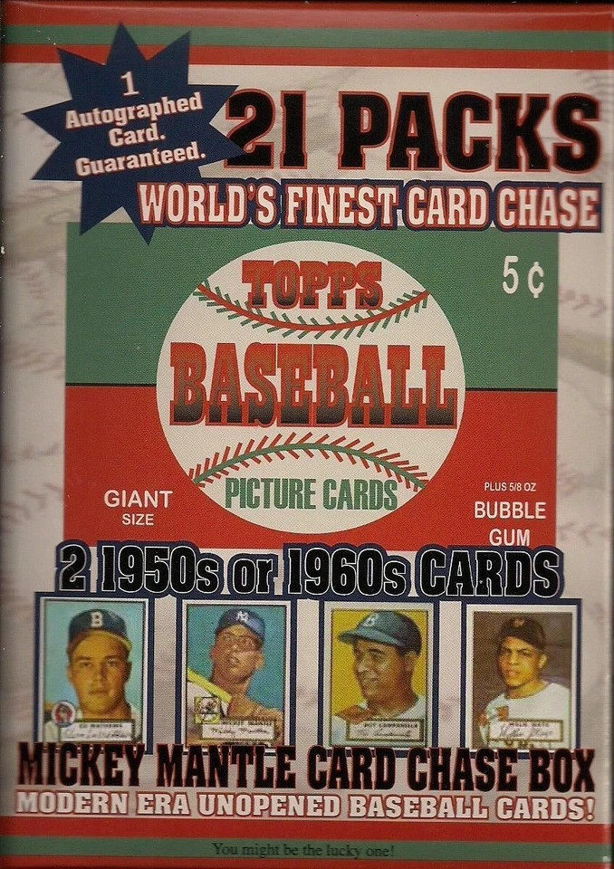 1952 MANTLE CARD CHASE BOX- 21 PACKS + AUTOGRAPH CARD + 2 1950/60'S CARDS - Image 2 of 4