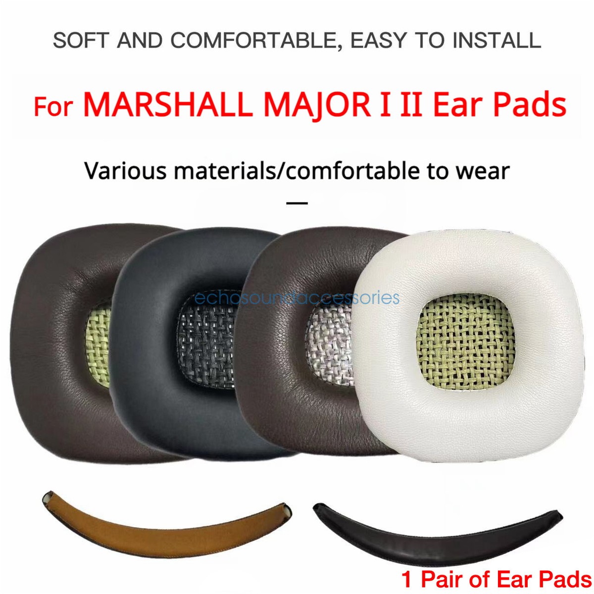 Replacement Lambskin Ear Pads Headband Cover for MARSHALL MAJOR I, II  Headphone