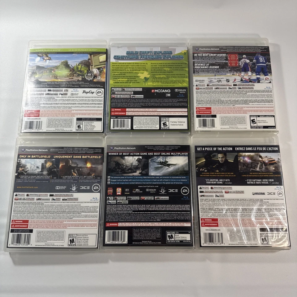 PS3 Juego 6 Lote Battlefield 3, 4, Hardline, Plants Vs. Zombies, NHL 12 Completo Foto 3 de 4