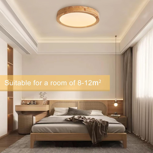 Plafoniera LED Soffitto, 30CM Plafoniera Legno Plafoniera Soggiorno 20W 3000K Bi - Foto 5 di 12