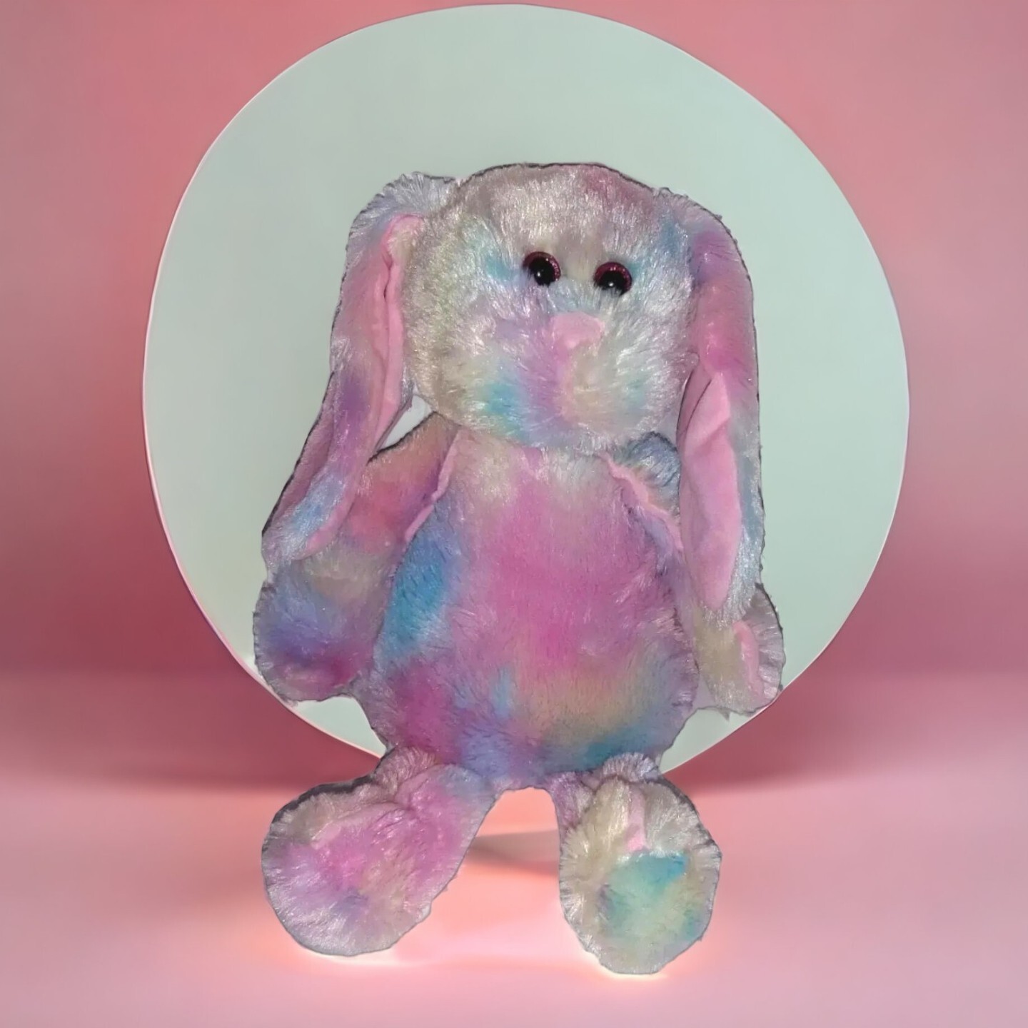 Kellytoy Pink Blue Tye Dye Bunny Rabbit Stuffed Animal plush 15 inch Long Ears