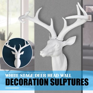 Modern Home Decor White Stage Resin Deer Head Wall Mount Antlers