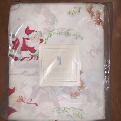 Pottery Barn Kids Santa's Workshop Twin Sheet Set – 3-Piece Cotton Flannel, Holiday
