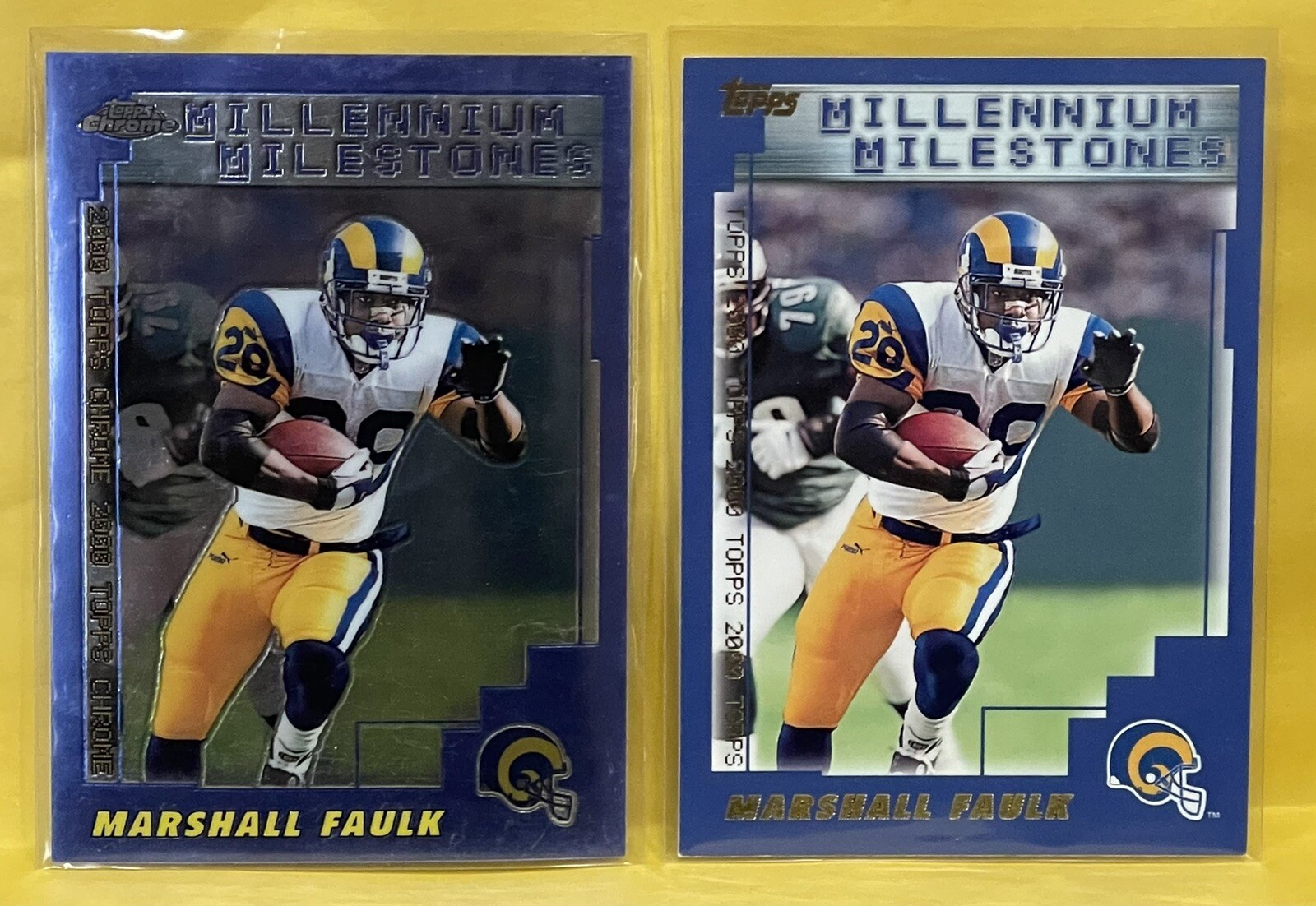 Marshall Faulk 2000 Topps Chrome Refractor Millennium Milestones #210 + MM #340