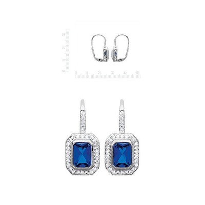 Bague Dolly-Bijoux Taille 54 En Argent 925, Saphir Carré Et Zirconium Cubique - Neuf
