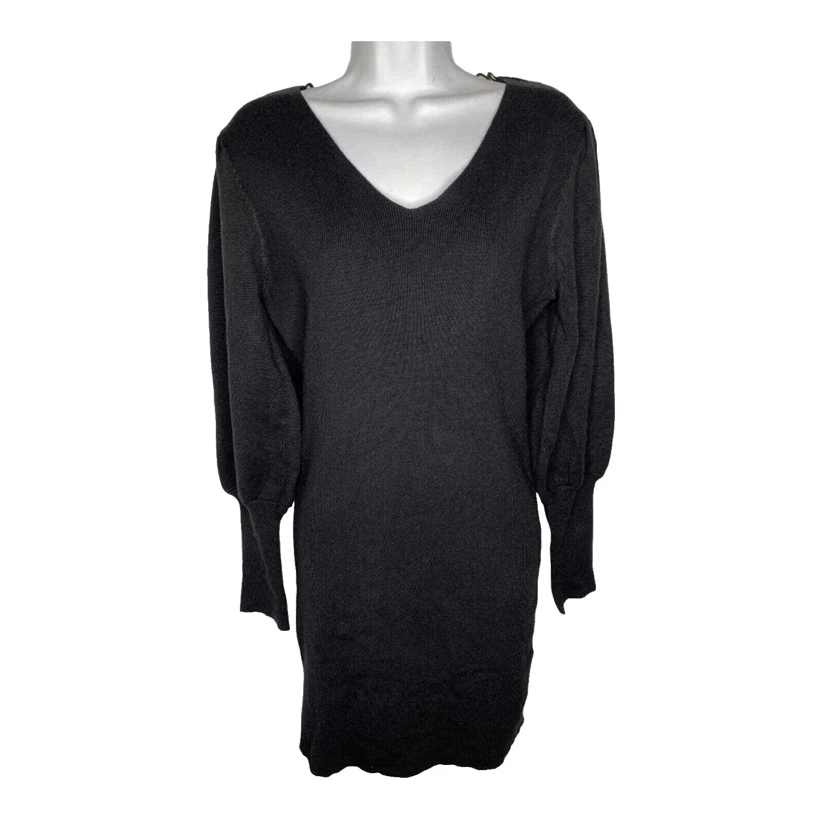 V-Neck Long Sleeve Black Dresses for Women