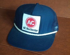 Vintage Trucker Hat Snapback Mesh AC ROCHESTER Blue - Made in USA Baseball cap