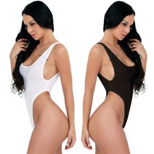 Women One Piece Leotard High Cut Thong Bodysuit Sleeveless Lingerie Nightwear