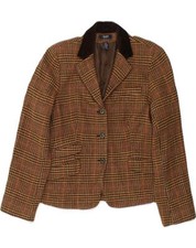 Chaps Womens 3 Button Blazer Jacket Us 14 Xl Brown Houndstooth Viscose Ah18