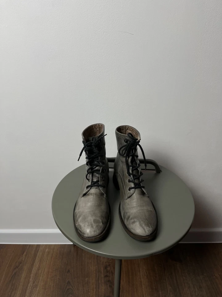 Botas de combate Buffalo para mujer de cuero gris envejecido EU 40 US 9 vintage Foto 3 de 4